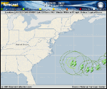 Tropical Depression  forecast track map as of National Hurricane Center discussion number 24