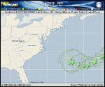 Tropical Depression  forecast track map as of National Hurricane Center discussion number 25