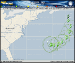 Tropical Depression  forecast track map as of National Hurricane Center discussion number 27
