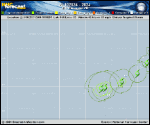 Tropical Depression  forecast track map as of National Hurricane Center discussion number 19