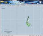 Tropical Storm Joyce forecast track map as of National Hurricane Center discussion number 9