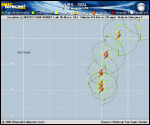 Hurricane Kirk forecast track map as of National Hurricane Center discussion number 25