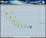 Tropical Depression Twelve forecast track map as of National Hurricane Center discussion number 2