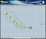 Tropical Depression Twelve forecast track map as of National Hurricane Center discussion number 3