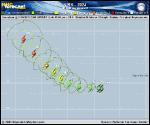 Tropical Storm Kirk forecast track map as of National Hurricane Center discussion number 4