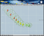 Tropical Storm Kirk forecast track map as of National Hurricane Center discussion number 5