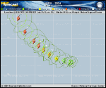 Tropical Storm Kirk forecast track map as of National Hurricane Center discussion number 6