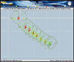 Tropical Storm Kirk forecast track map as of National Hurricane Center discussion number 8