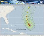 Tropical Depression  forecast track map as of National Hurricane Center discussion number 44