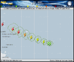 Tropical Storm Lee forecast track map as of National Hurricane Center discussion number 5