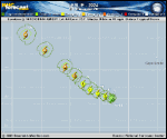 Tropical Storm Leslie forecast track map as of National Hurricane Center discussion number 10