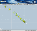 Hurricane Leslie forecast track map as of National Hurricane Center discussion number 13