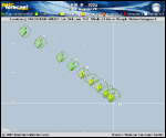 Hurricane Leslie forecast track map as of National Hurricane Center discussion number 14