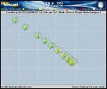 Hurricane Leslie forecast track map as of National Hurricane Center discussion number 15