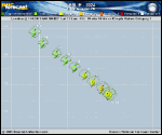 Hurricane Leslie forecast track map as of National Hurricane Center discussion number 18