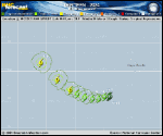 Tropical Depression Thirteen forecast track map as of National Hurricane Center discussion number 1