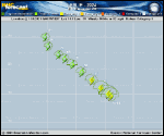 Hurricane Leslie forecast track map as of National Hurricane Center discussion number 20