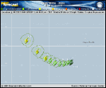 Tropical Depression Thirteen forecast track map as of National Hurricane Center discussion number 2