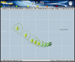 Tropical Storm Leslie forecast track map as of National Hurricane Center discussion number 3