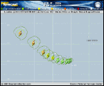 Tropical Storm Leslie forecast track map as of National Hurricane Center discussion number 5