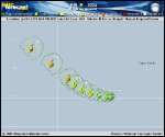 Tropical Storm Leslie forecast track map as of National Hurricane Center discussion number 6