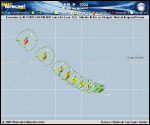 Tropical Storm Leslie forecast track map as of National Hurricane Center discussion number 7