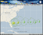 Tropical Depression  forecast track map as of National Hurricane Center discussion number 23