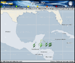 Tropical Depression  forecast track map as of National Hurricane Center discussion number 2