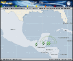 Tropical Storm Nadine forecast track map as of National Hurricane Center discussion number 5