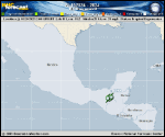 Tropical Depression  forecast track map as of National Hurricane Center discussion number 8