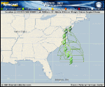 Tropical Depression  forecast track map as of National Hurricane Center discussion number 5