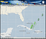 Tropical Storm Oscar forecast track map as of National Hurricane Center discussion number 13