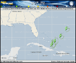 Tropical Storm Oscar forecast track map as of National Hurricane Center discussion number 14