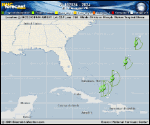 Tropical Depression  forecast track map as of National Hurricane Center discussion number 15