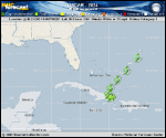 Tropical Storm Oscar forecast track map as of National Hurricane Center discussion number 9