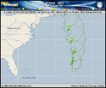 Tropical Depression  forecast track map as of National Hurricane Center discussion number 53