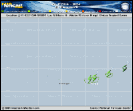 Tropical Depression  forecast track map as of National Hurricane Center discussion number 10