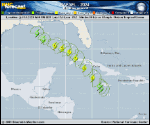 Tropical Storm Rafael forecast track map as of National Hurricane Center discussion number 9