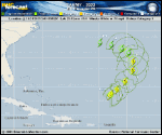 Hurricane Tammy forecast track map as of National Hurricane Center discussion number 25
