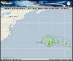 Tropical Storm Tammy forecast track map as of National Hurricane Center discussion number 34